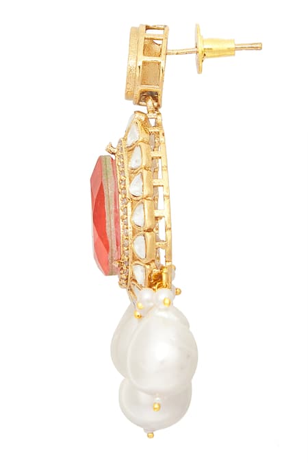 Buy_Moh-Maya By Disha Khatri_Gold Plated Pearls, Diamonds, Crystals Stone Studded Choker Necklace Set 