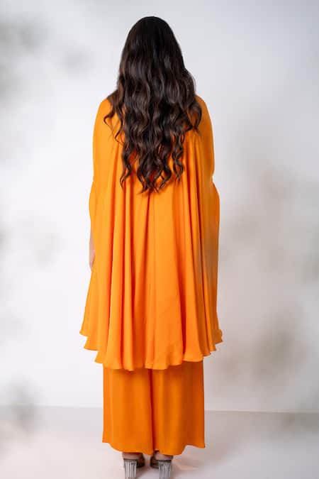 Aanchal Vijaywargi Pearl Wildbloom Embroidered Draped Kaftan With Flared Pant 