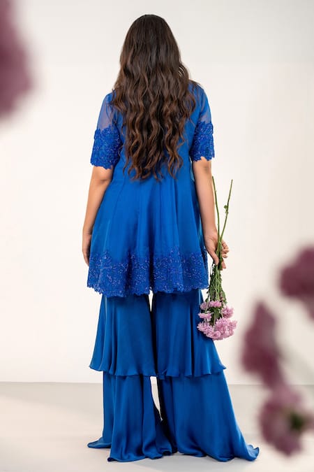 Aanchal Vijaywargi Bloom Bell Embroidered Short Anarkali Sharara Set 