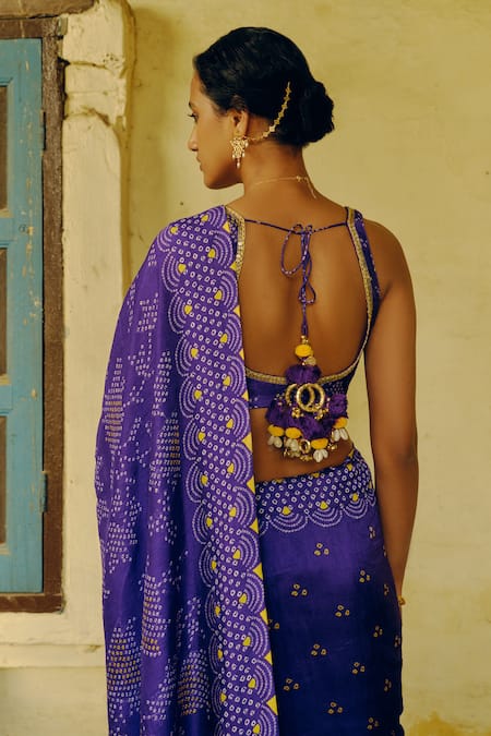 Drishti & Zahabia Bandhani Print Saree With Blouse 