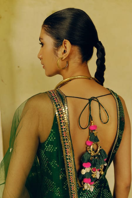 Drishti & Zahabia Bandhej Print & Embroidered Kurta Sharara Set 