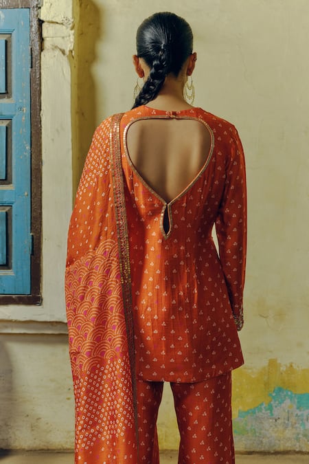 Drishti & Zahabia Bandhej Gullista Print Kurta Sharara Set 