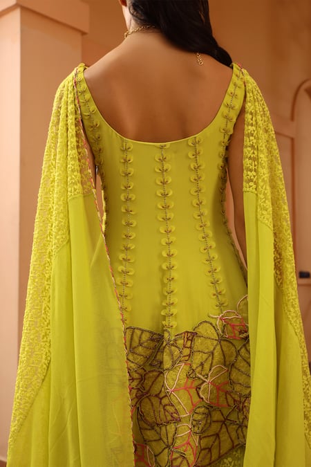 Shweta Aggarwal 3D Petal Embroidered Kurta Sharara Set 