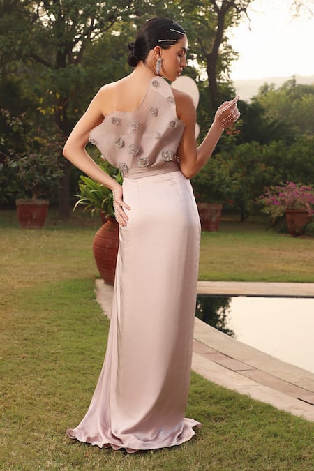 Shweta Aggarwal 3D Flower Embroidered Structured Gown 