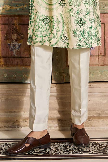 Diyarajvvir Green Denim Mirrors Thikri Print Embroidered Kurta And Pant Set Online at Aza Fashions Diyarajvvir_Green Denim Mirrors Thikri Print Embroidered Kurta And Pant Set _Online_at_Aza_Fashions