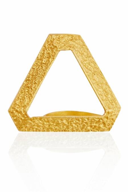 Itrana_Gold Plated Beads Triangle Shaped Ring 2 Pcs Set _Online_at_Aza_Fashions