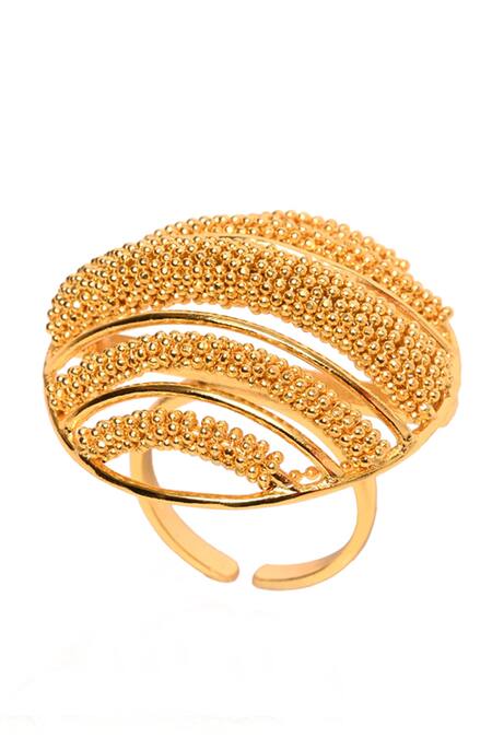 Buy Itrana Gold Plated Beads Cutwork Embellished Ring Online at Aza Fashions Buy_Itrana_Gold Plated Beads Cutwork Embellished Ring _Online_at_Aza_Fashions
