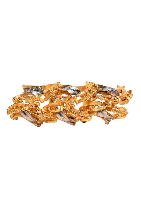 Shop_Itrana_Gold Plated Beads Chain Embellished Ring _Online_at_Aza_Fashions