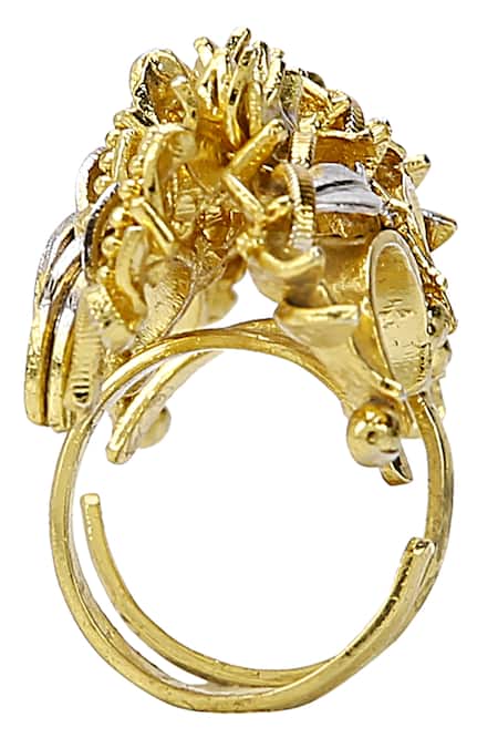 Buy_Itrana_Gold Plated Beads Chain Embellished Ring 