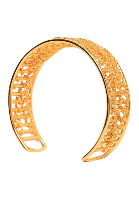 Buy_Itrana_Gold Plated Beads Stripe Carved Bracelet _Online_at_Aza_Fashions