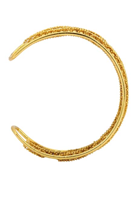Buy_Itrana_Gold Plated Beads Stripe Carved Bracelet 