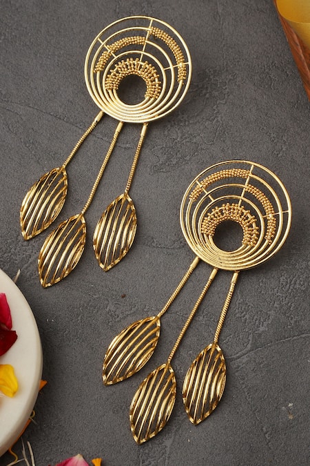 Itrana Geometric Carved Cutwork Danglers 