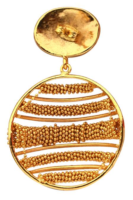 Itrana_Gold Plated Lucia Trellis Danglers _Online_at_Aza_Fashions