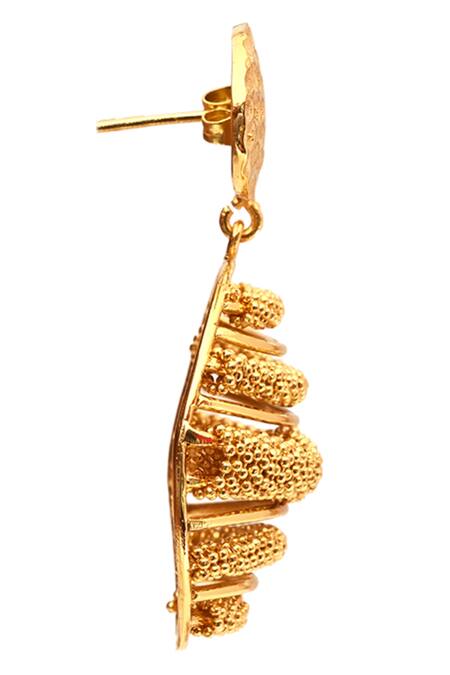 Buy_Itrana_Gold Plated Lucia Trellis Danglers _Online_at_Aza_Fashions