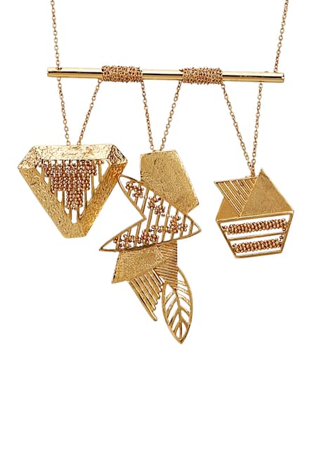 Itrana Geometric Helix Pendant Necklace 