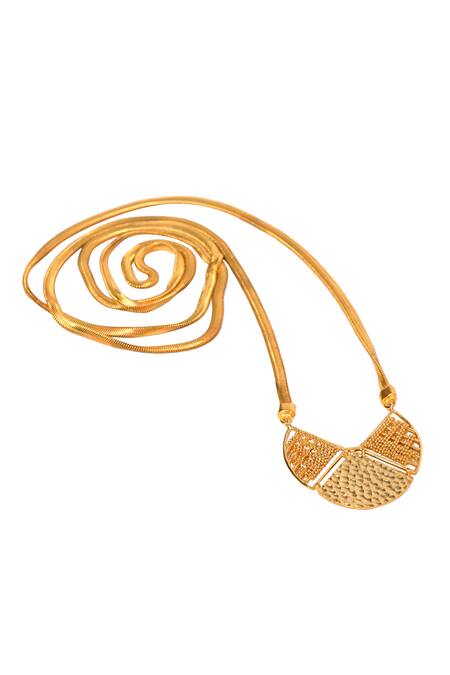 Shop Itrana Gold Plated Maze Interwine Long Necklace Online at Aza Fashions Shop_Itrana_Gold Plated Maze Interwine Long Necklace _Online_at_Aza_Fashions