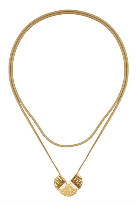 Itrana Gold Plated Maze Interwine Long Necklace at Aza Fashions Itrana_Gold Plated Maze Interwine Long Necklace _at_Aza_Fashions