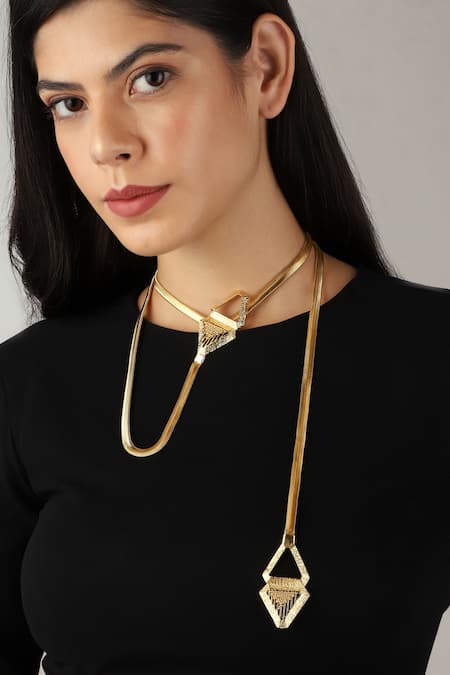 ITRANA Gold Plated Prism Reflection Long Necklace