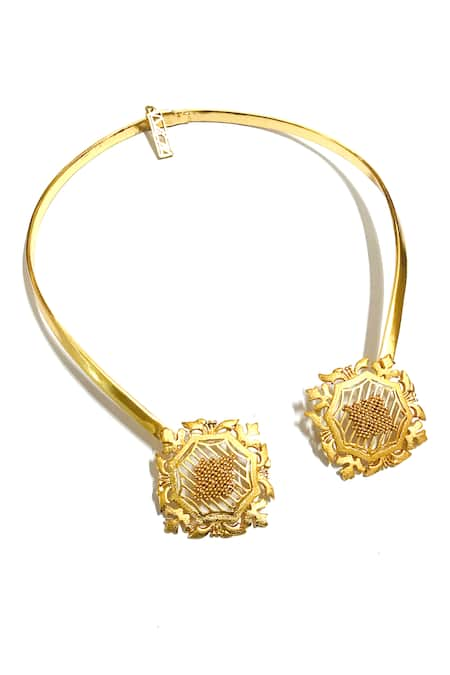 ITRANA Gold Plated Damask Jaal Arc Necklace 