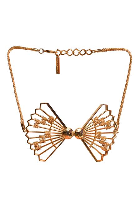 Itrana Gold Plated Bow Cheer Choker Online at Aza Fashions Itrana_Gold Plated Bow Cheer Choker _Online_at_Aza_Fashions