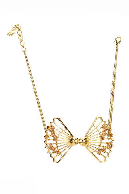Itrana Gold Plated Bow Cheer Choker at Aza Fashions Itrana_Gold Plated Bow Cheer Choker _at_Aza_Fashions