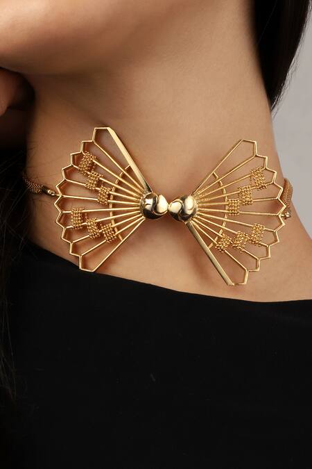 Shop Itrana Gold Plated Bow Cheer Choker Shop_Itrana_Gold Plated Bow Cheer Choker