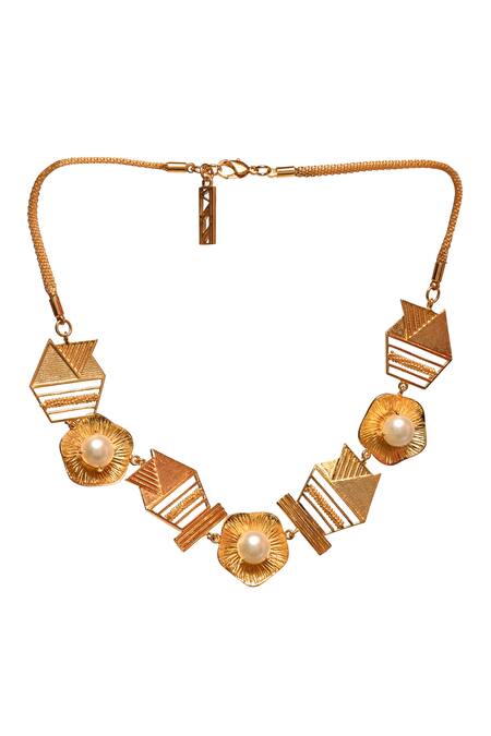 Itrana Gold Plated Blissful Bloom Necklace Online at Aza Fashions Itrana_Gold Plated Blissful Bloom Necklace _Online_at_Aza_Fashions