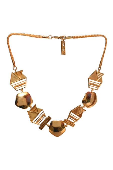 Shop Itrana Gold Plated Blissful Bloom Necklace Online at Aza Fashions Shop_Itrana_Gold Plated Blissful Bloom Necklace _Online_at_Aza_Fashions