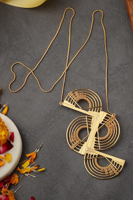 Itrana Spiral Crescent Long Pendant Necklace 