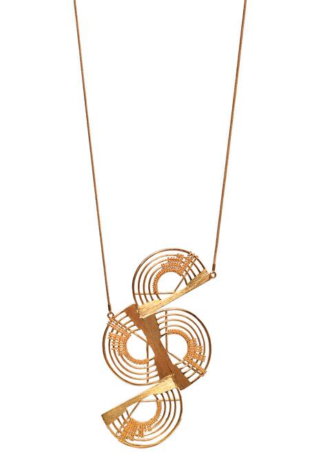 Buy Itrana Gold Plated Spiral Crescent Long Pendant Necklace Online at Aza Fashions Buy_Itrana_Gold Plated Spiral Crescent Long Pendant Necklace _Online_at_Aza_Fashions
