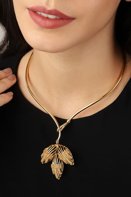 ITRANA Glazing Leaf Flame Necklace 