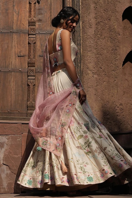 Label Niti Bothra Mughal Floral Print Lehenga Set 