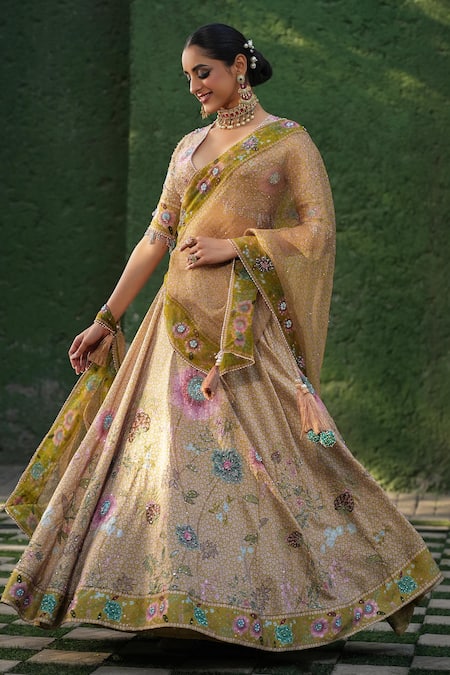Label Niti Bothra Mughal Floral Embroidered Lehenga Set 
