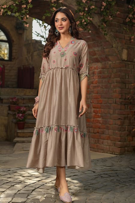 Label Niti Bothra Mughal Floral Print Dress 