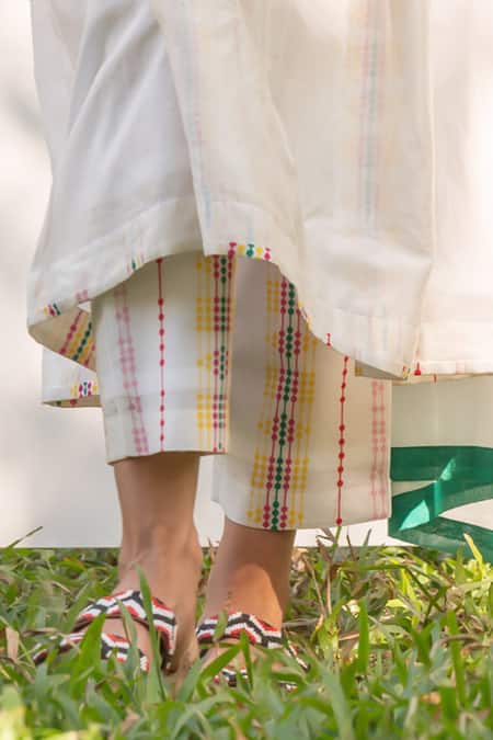 Prachi Kamat White Chanderi Embroidery Round Neck Portuguese Folk Anarkali Set at Aza Fashions Prachi Kamat_White Chanderi Embroidery Round Neck Portuguese Folk Anarkali Set _at_Aza_Fashions