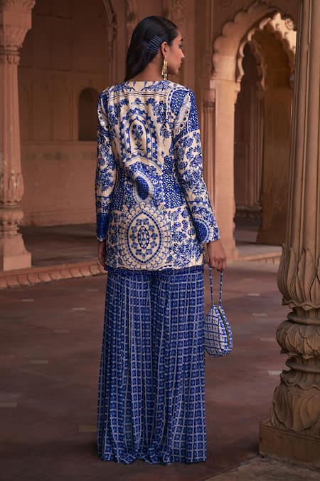 Diyarajvvir Floral Thikri Print Kurta & Gharara Set 