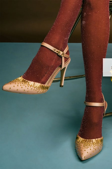 Papa Don't Preach Accessories Isadora Metallic Studded Stilettos 