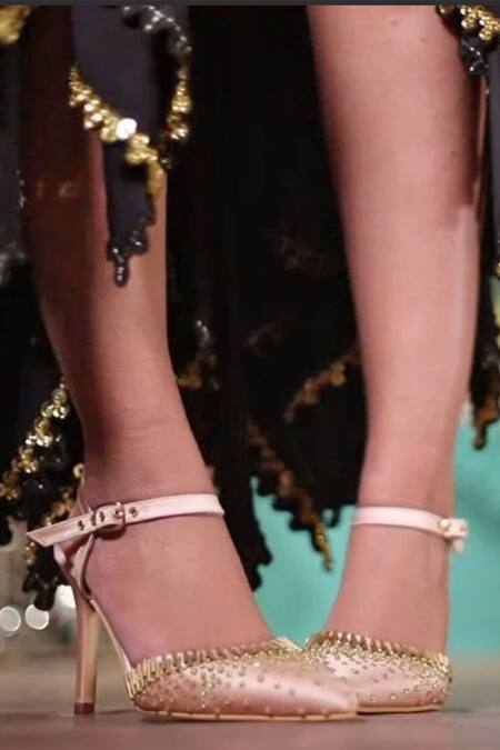 Shop_Papa Don't Preach Accessories_Rose Gold Studs Isadora Metallic Studded Stilettos 
