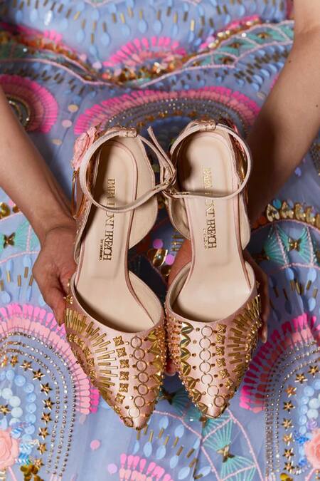 Papa Don't Preach Accessories_Gold Pearls, Chains The Rositas Rose Embellished Stilettos _Online_at_Aza_Fashions