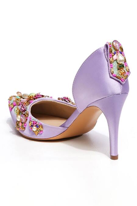 Papa Don't Preach Accessories Purple Crystals, Pearls Very Peri Embroidered Pumps Online at Aza Fashions Papa Don't Preach Accessories_Purple Crystals, Pearls Very Peri Embroidered Pumps _Online_at_Aza_Fashions