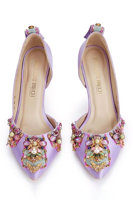 Buy Papa Don't Preach Accessories Purple Crystals, Pearls Very Peri Embroidered Pumps Online at Aza Fashions Buy_Papa Don't Preach Accessories_Purple Crystals, Pearls Very Peri Embroidered Pumps _Online_at_Aza_Fashions