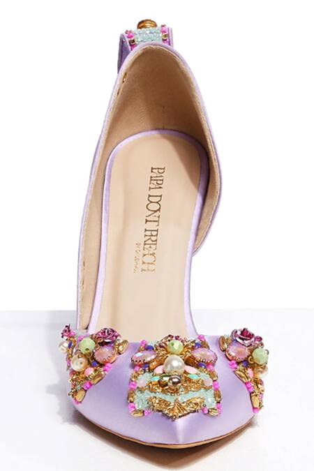 Papa Don't Preach Accessories Purple Crystals, Pearls Very Peri Embroidered Pumps at Aza Fashions Papa Don't Preach Accessories_Purple Crystals, Pearls Very Peri Embroidered Pumps _at_Aza_Fashions