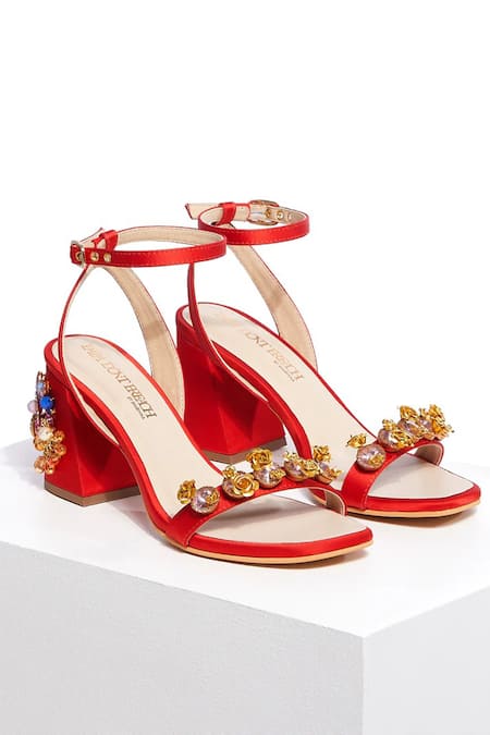 Papa Don't Preach Accessories Red Embellished Block Heels 
