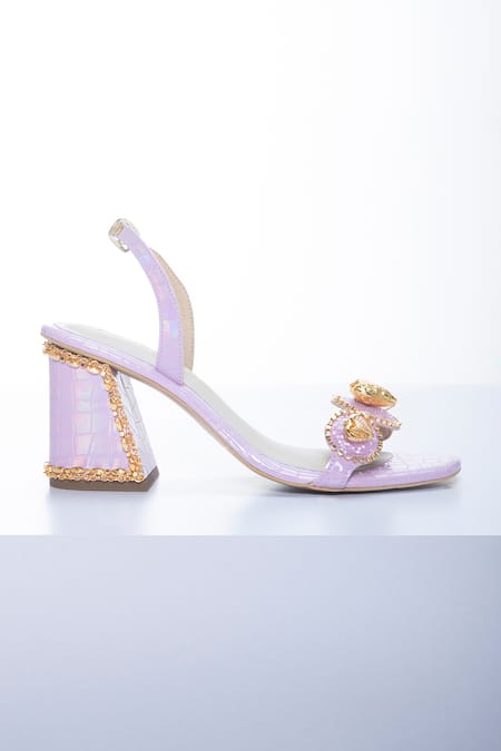 Papa Don't Preach Accessories Le Macaron Bead Embellished Block Heels 