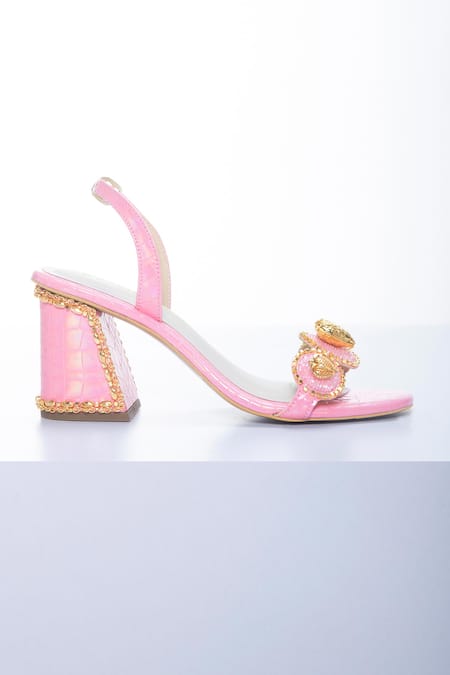 Papa Don't Preach Accessories Le Macaron Glass Bead Embellished Block Heels 