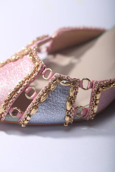 Papa Don't Preach Accessories_Multi Color Beads Sugar Ringlet 3d Metallic Embroidered Stilettos _Online_at_Aza_Fashions