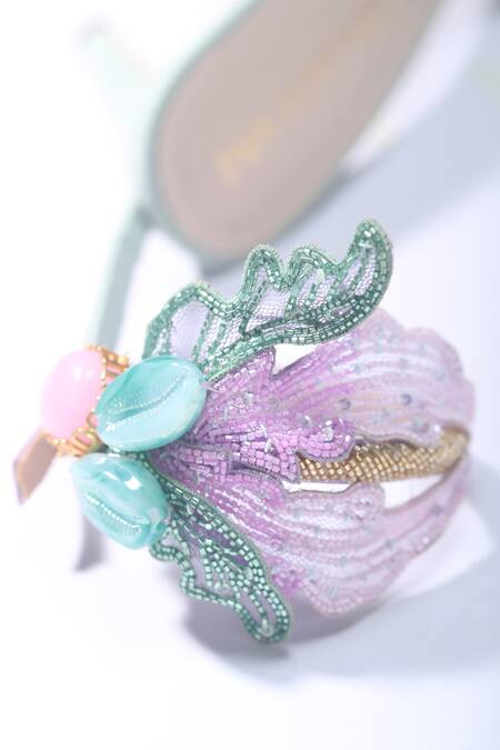 Shop Papa Don't Preach Accessories Purple Beads, Diamonds Zazu Leaf Embellished Stilettos Online at Aza Fashions Shop_Papa Don't Preach Accessories_Purple Beads, Diamonds Zazu Leaf Embellished Stilettos _Online_at_Aza_Fashions