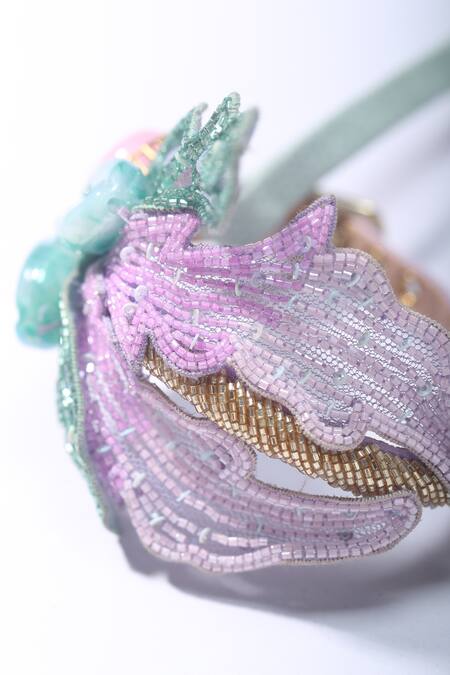 Buy Papa Don't Preach Accessories Purple Beads, Diamonds Zazu Leaf Embellished Stilettos Buy_Papa Don't Preach Accessories_Purple Beads, Diamonds Zazu Leaf Embellished Stilettos