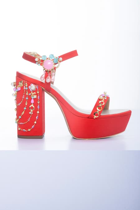 Papa Don't Preach Accessories Rush Swarovski Embellished Platform Block Heels 