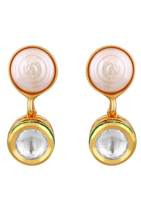 Buy_HRISHA_Green Pearls, Stones Kundan Polki Embellished Choker Necklace Set _Online_at_Aza_Fashions